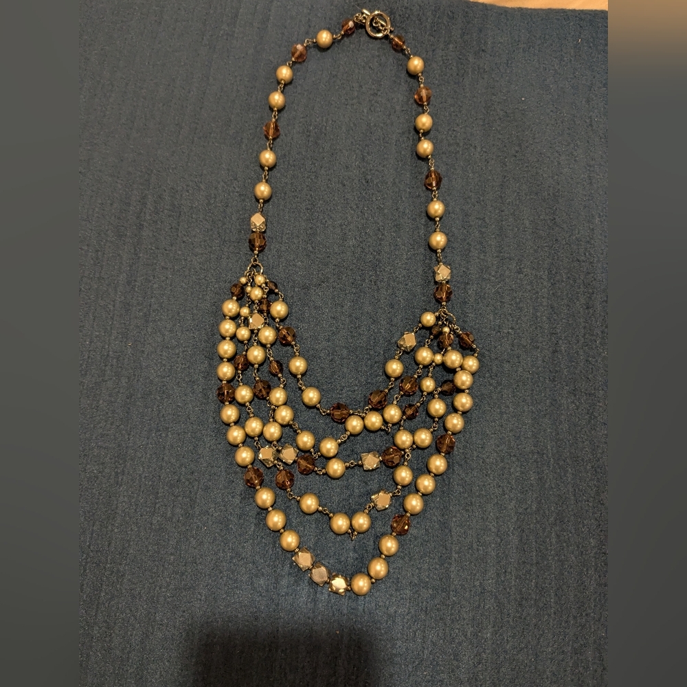 Elegant Gold and Maroon Beaded Necklace